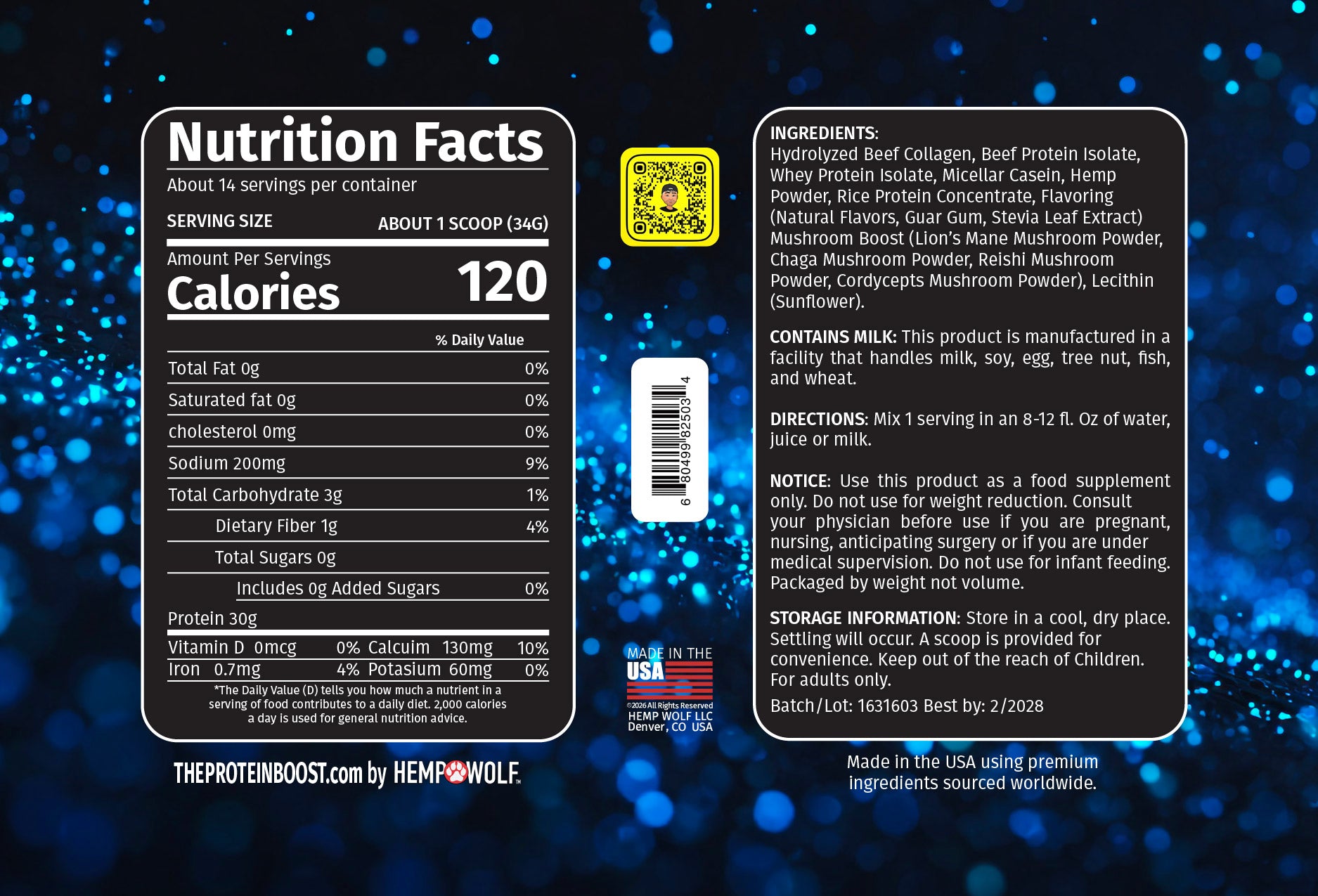 Back Ingredients Label for the protein boost